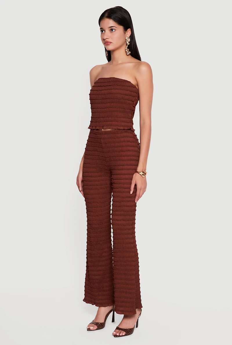 Ribbed Knit Lettuce Edge Trim Crop Tube Top