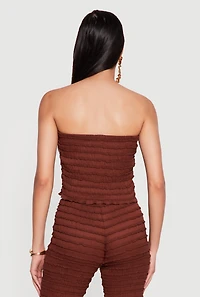 Ribbed Knit Lettuce Edge Trim Crop Tube Top