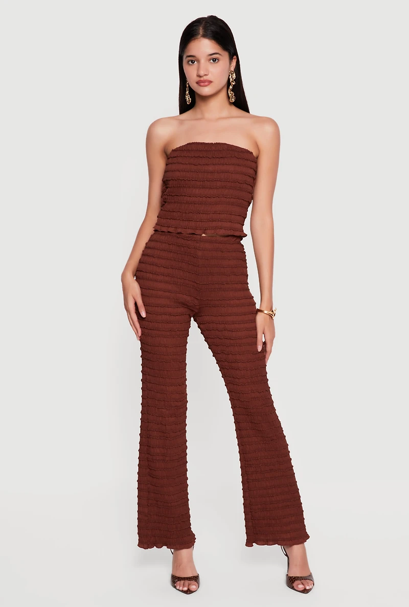 Lettuce Edge Flare Leg High Waisted Casual Pants