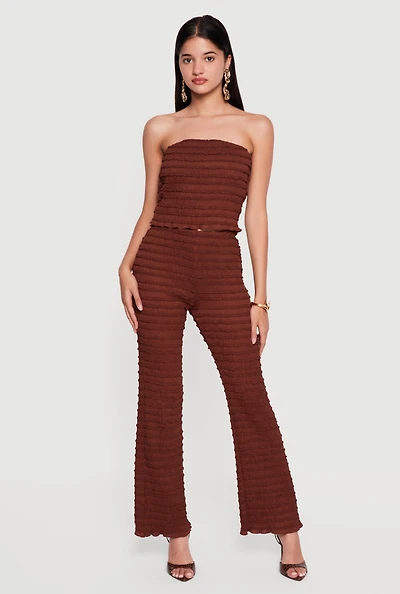 Lettuce Edge Flare Leg High Waisted Casual Pants