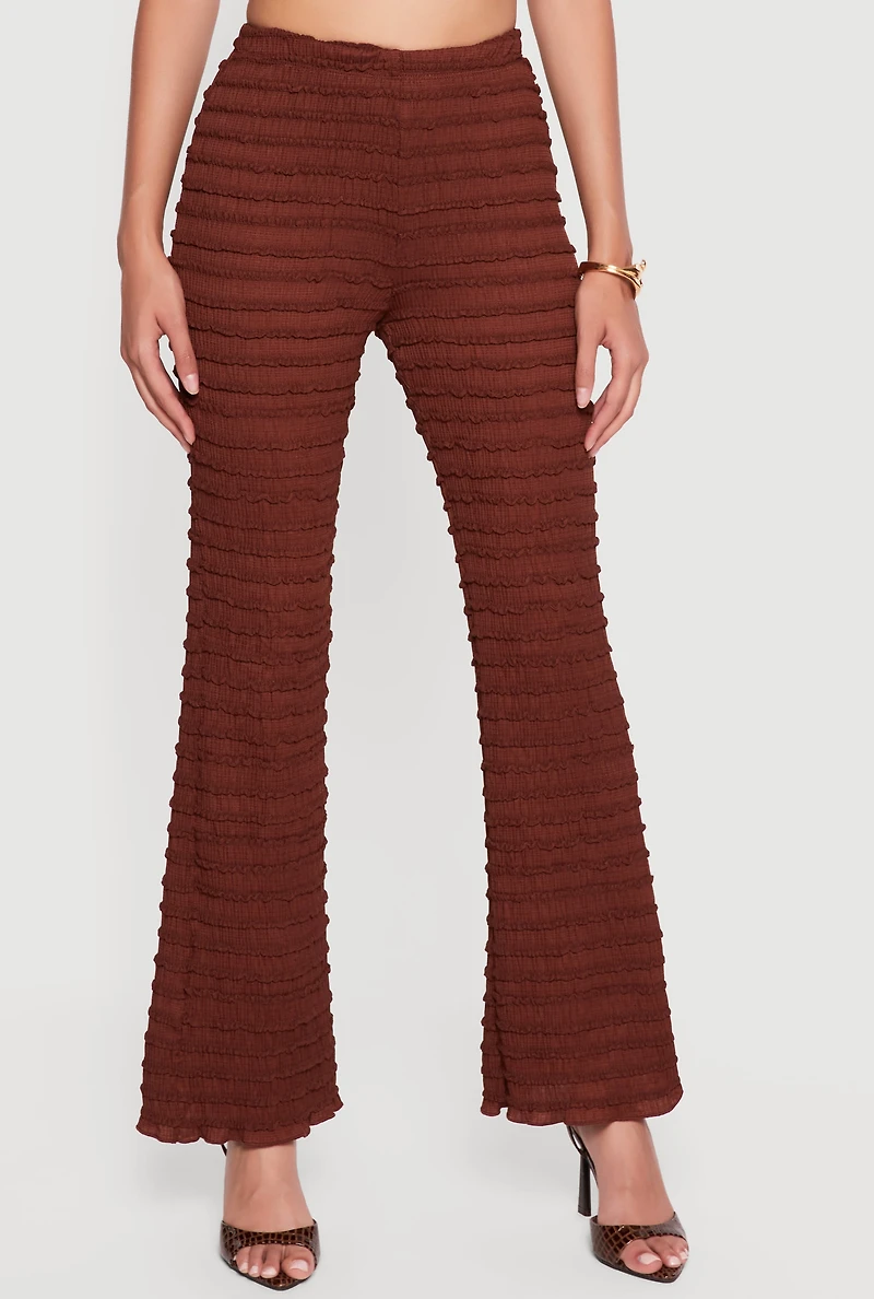 Lettuce Edge Flare Leg High Waisted Casual Pants