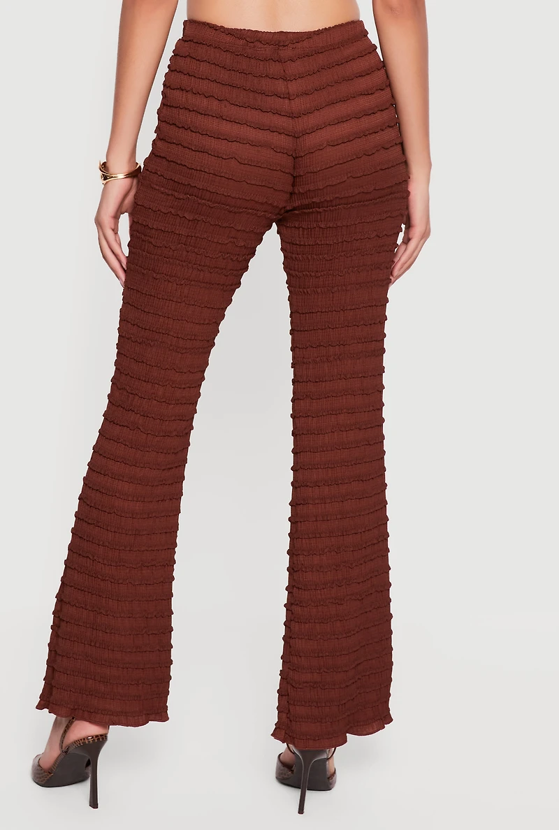 Lettuce Edge Flare Leg High Waisted Casual Pants