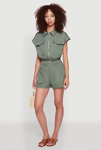 Trendy High Waisted Twill Shorts with Front Pockets