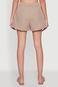 Womens Trendy High Waisted Twill Shorts with Front Pockets, M