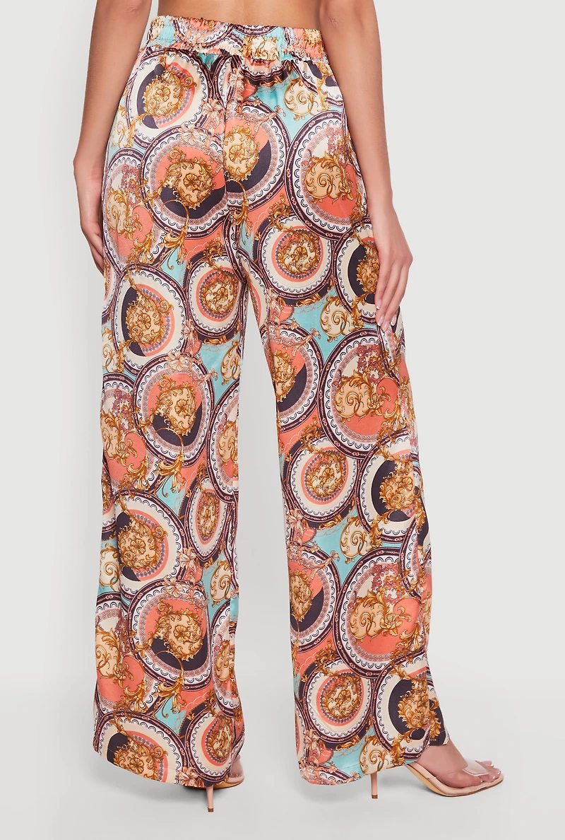 Medallion Status Print Satin Pants