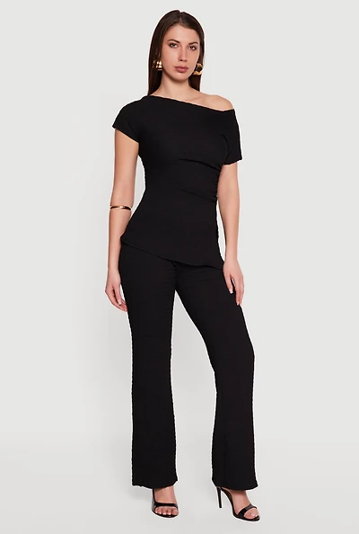 Textured Knit Pull On Pants