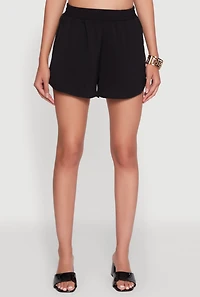 Womens Stylish Crepe Knit Shorts for Casual & Trendy Looks, Black, Size S