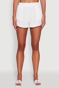Womens Stylish Crepe Knit Shorts for Casual & Trendy Looks, White, Size M