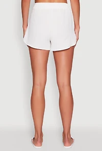 Womens Stylish Crepe Knit Shorts for Casual & Trendy Looks, White, Size M