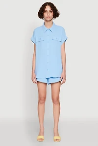 Womens Stylish Crepe Knit Shorts for Casual & Trendy Looks, S