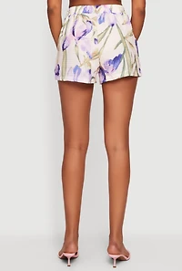 Floral Textured Knit Smocked Waist Shorts