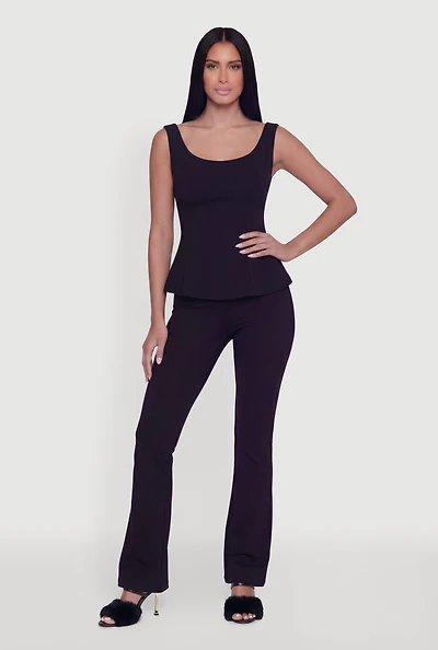 Mid Rise Boot Cut Crepe Knit Pants