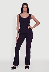 Mid Rise Boot Cut Crepe Knit Pants