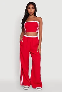 Womens Varsity Stripe Crop Tube Top,