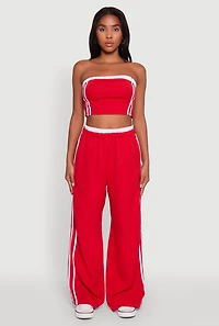 Womens Varsity Stripe Crop Tube Top,