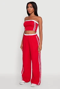 Womens Varsity Stripe Crop Tube Top,