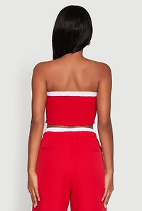 Womens Varsity Stripe Crop Tube Top,