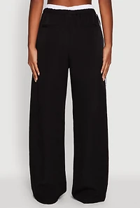 Womens Varsity Stripe Wide Leg Pants, Black, Size M