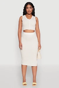Womens Striped Midi Skirt, Khaki, Size XL