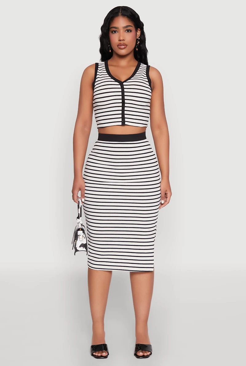 Striped Midi Skirt