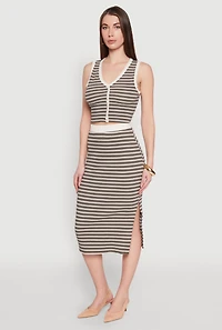 Womens Striped Midi Skirt, Multi, Size L