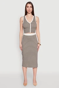 Womens Striped Midi Skirt, Multi, Size L