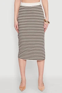 Womens Striped Midi Skirt, Multi, Size L