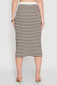 Womens Striped Midi Skirt, Multi,