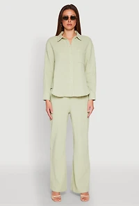 Womens Gauze Knit Shirt, Green, Size L