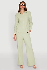 Womens Gauze Knit Shirt, Green, Size L