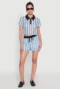 Womens Striped Crochet Crop Top,
