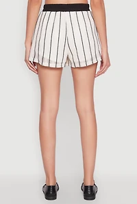 Womens Contrast Trim Striped Crochet Shorts,