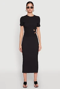 Womens Flower Cut Out Textured Knit Top,