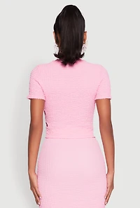 Womens Flower Cut Out Textured Knit Top,
