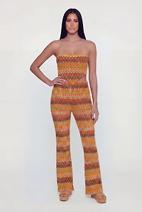 Patterned Lined Flare Pants