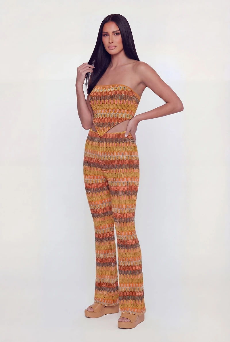 Patterned Lined Flare Pants