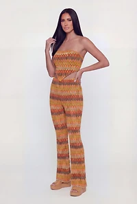 Patterned Lined Flare Pants