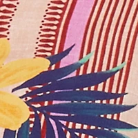 Geometric Striped Tropical Floral Print Shirt
