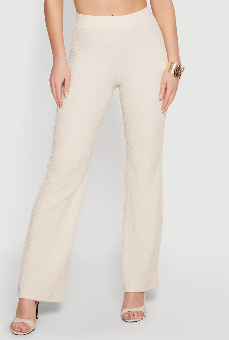 Textured Knit Straight Leg Casual Pants