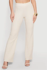 Textured Knit Straight Leg Casual Pants
