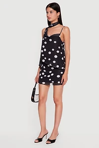 High Waisted Mesh Polka Dot Mini Skirt