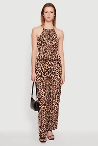 Leopard Print Peplum Halter Top