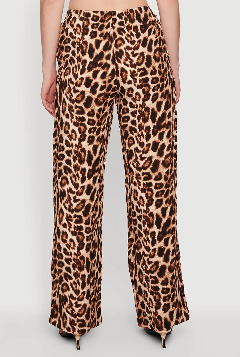 Leopard Print Wide Leg Pants