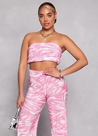 Plisse Printed Cropped Tube Top