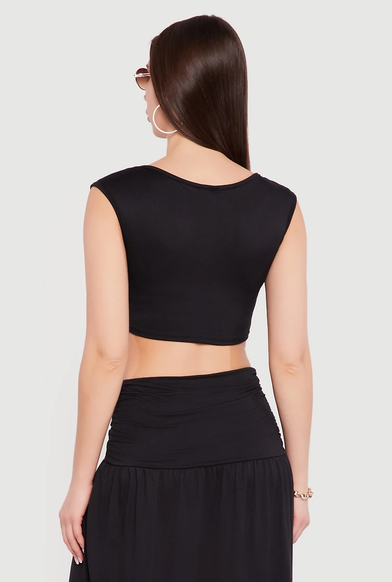 Metallic Starfish Brooch Asymmetrical Crop Top