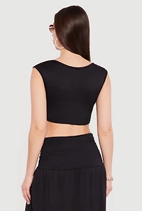 Metallic Starfish Brooch Asymmetrical Crop Top