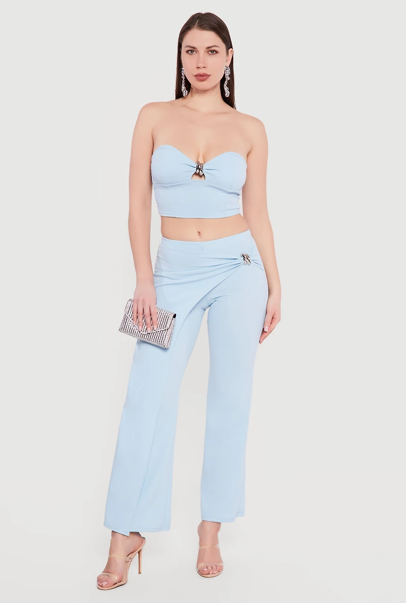 Metallic Detail Keyhole Cropped Corset Top