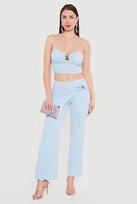 Metallic Detail Keyhole Cropped Corset Top