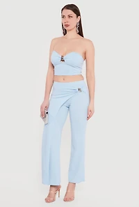 Metallic Detail Keyhole Cropped Corset Top