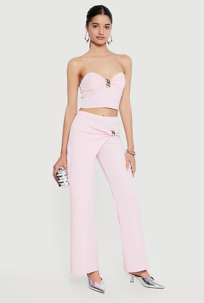 Metallic Detail Asymmetrical Overlay Pants